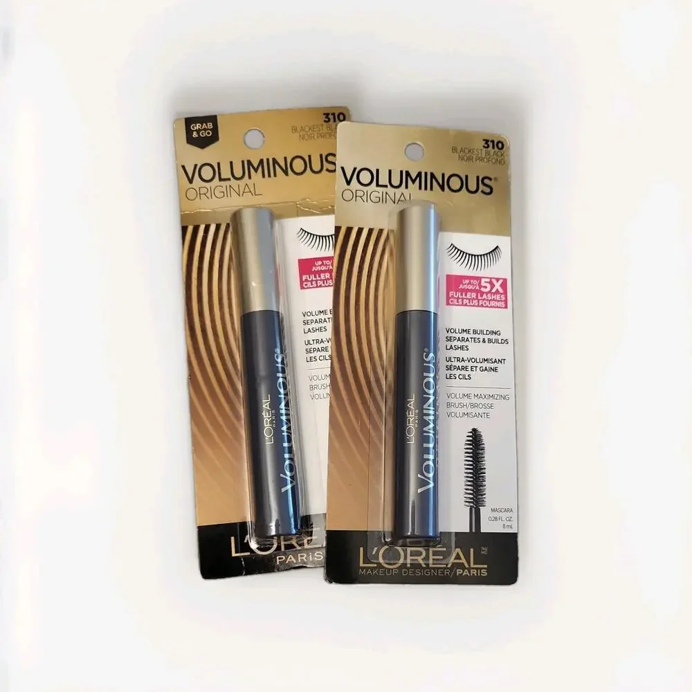 L'Oreal Paris Original Voluminous Mascara Blackest Black 310 (2 Pack) NIP